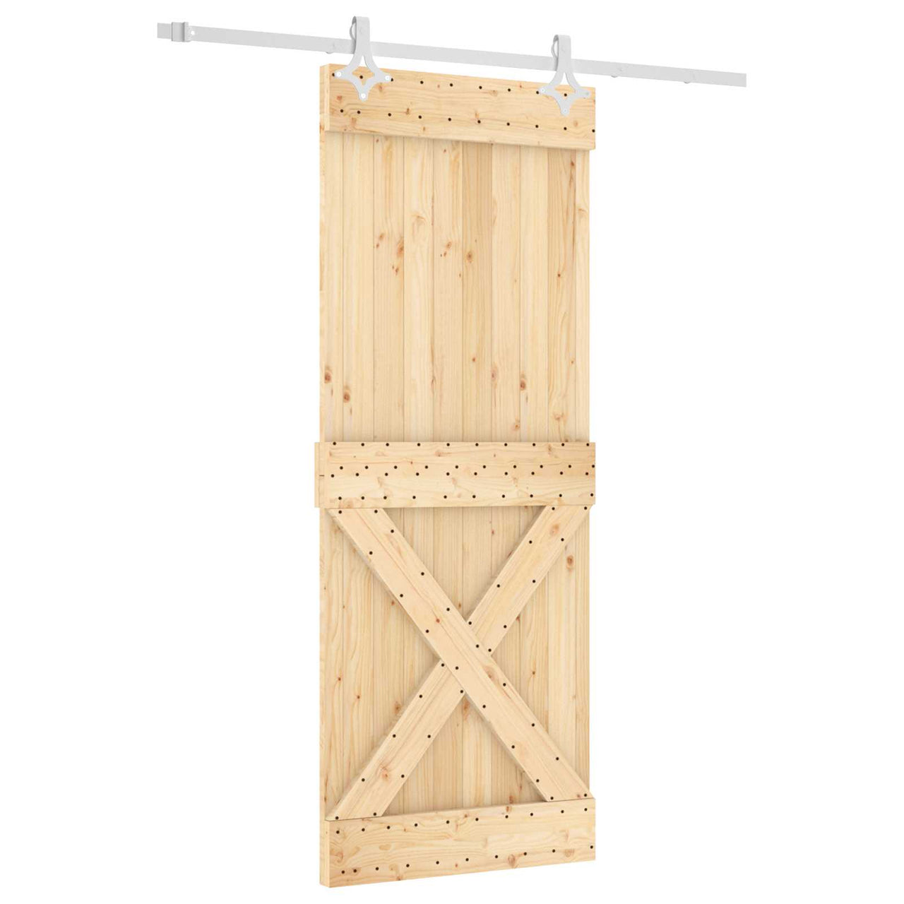 Porte coulissante naturelle et blanche 80 x 210 cm 