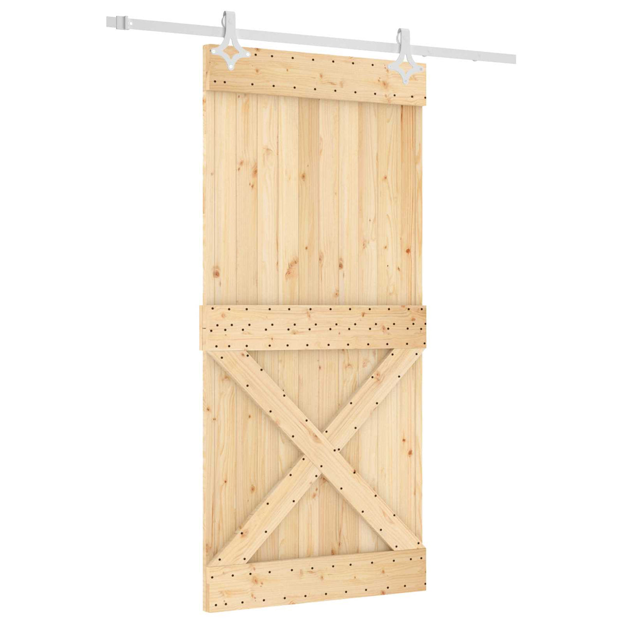 Porte coulissante naturelle et blanche 95 x 210 cm 