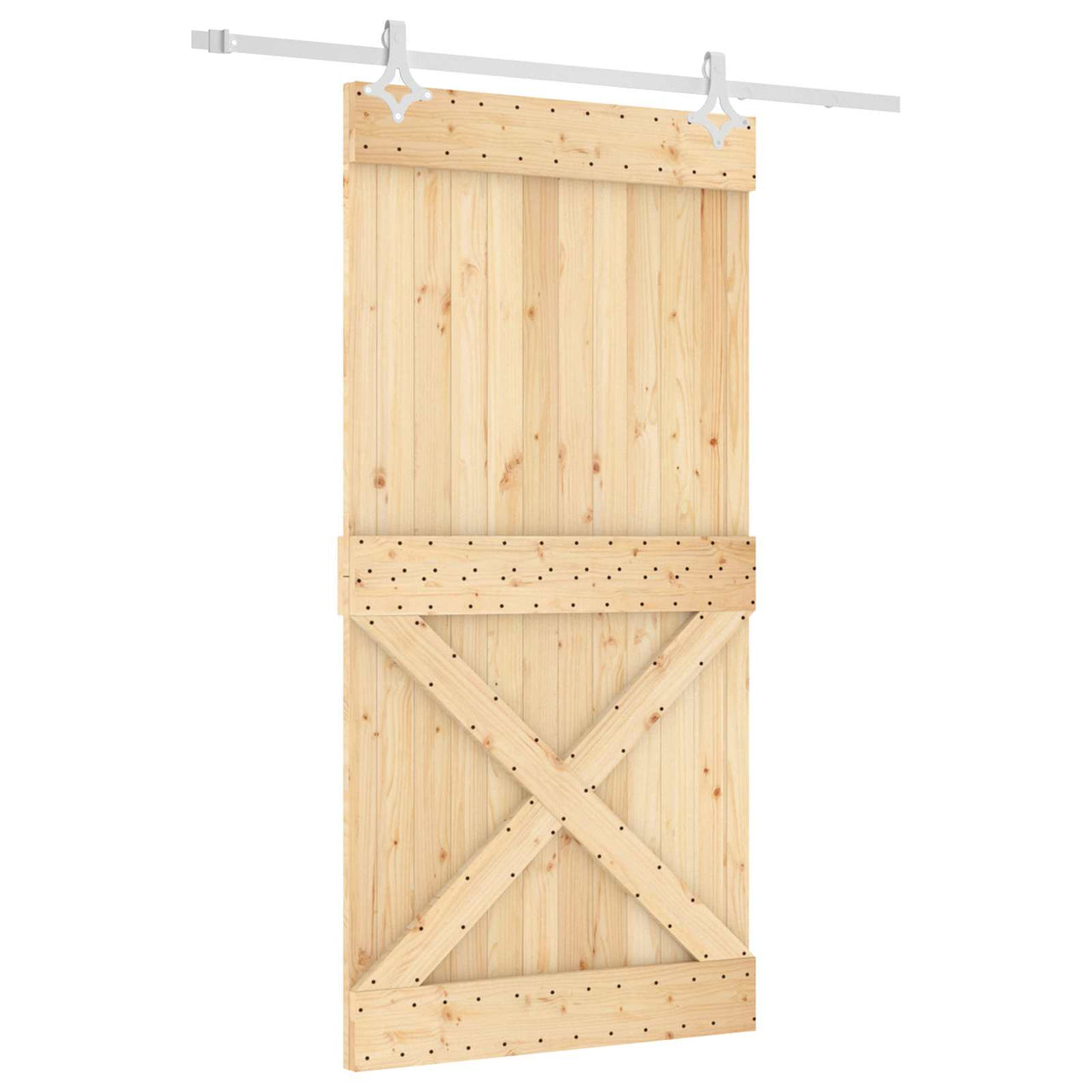 Porte coulissante naturel et blanc 100 x 210 cm 
