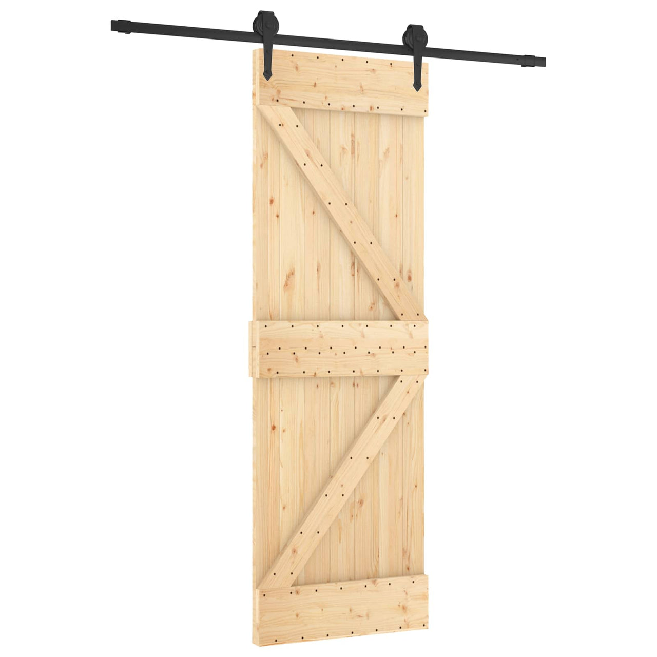 Porte coulissante naturel et noir 70 x 210 cm 