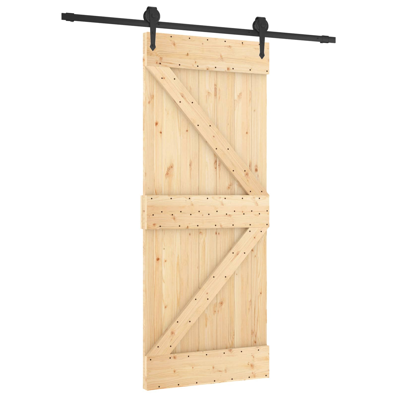 Porte coulissante naturel et noir 85 x 210 cm 