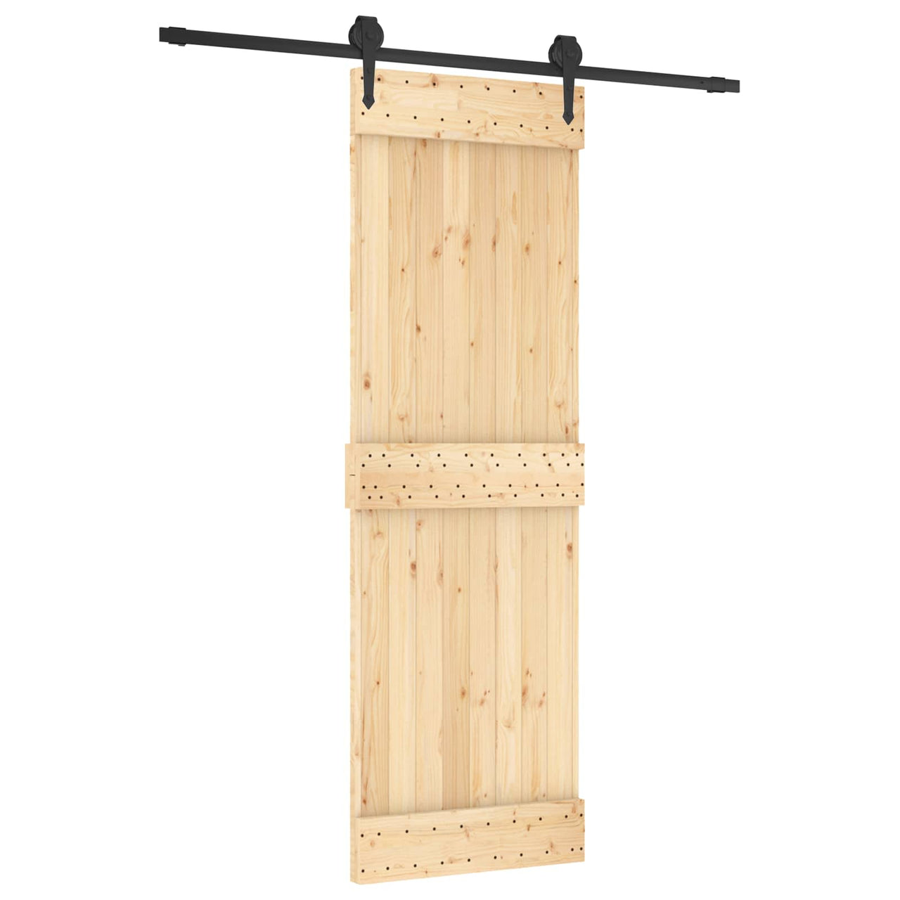 Porte coulissante en bois de pin naturel et noir 70 x 210 cm 