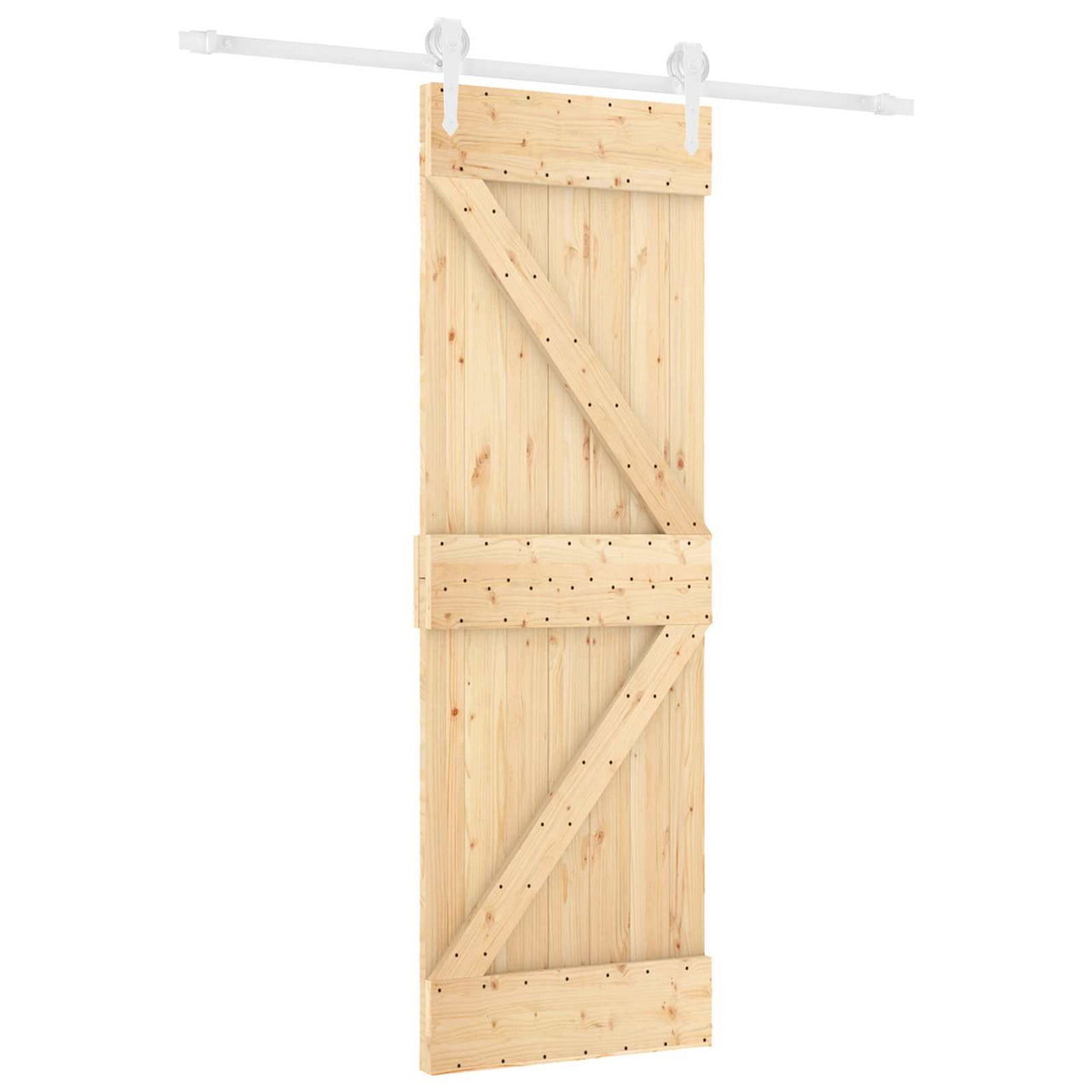 Porte coulissante naturelle et blanche 70 x 210 cm 