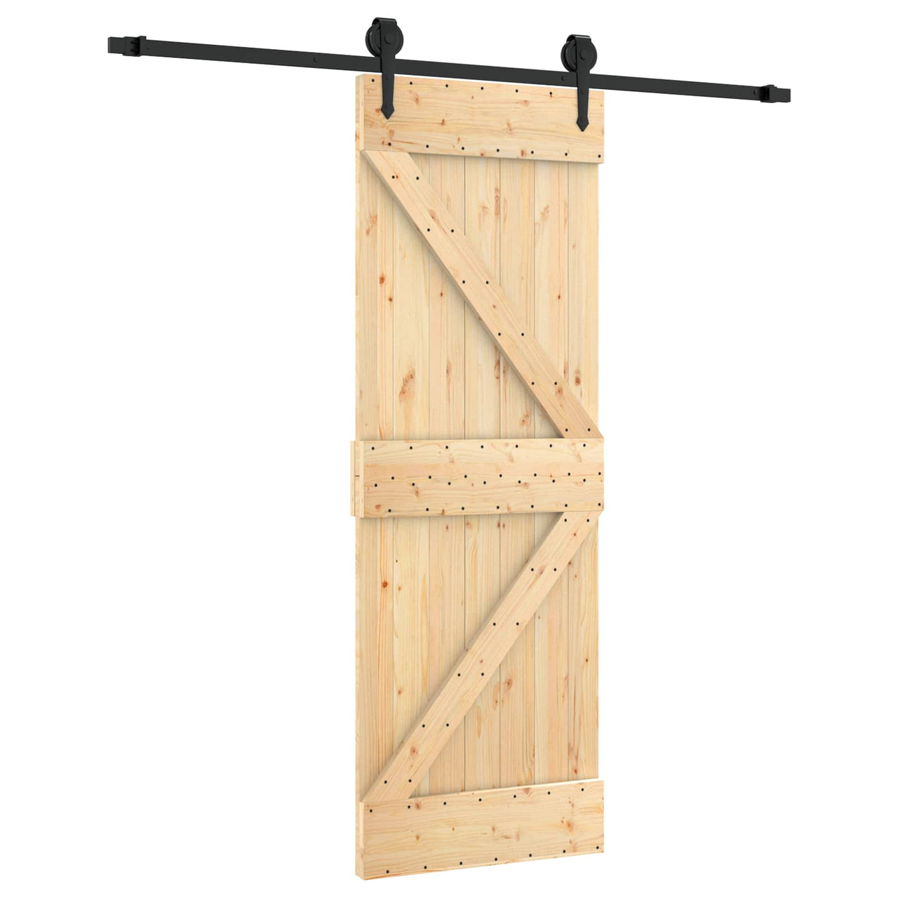 Porte coulissante naturelle et noire 70 x 210 cm 