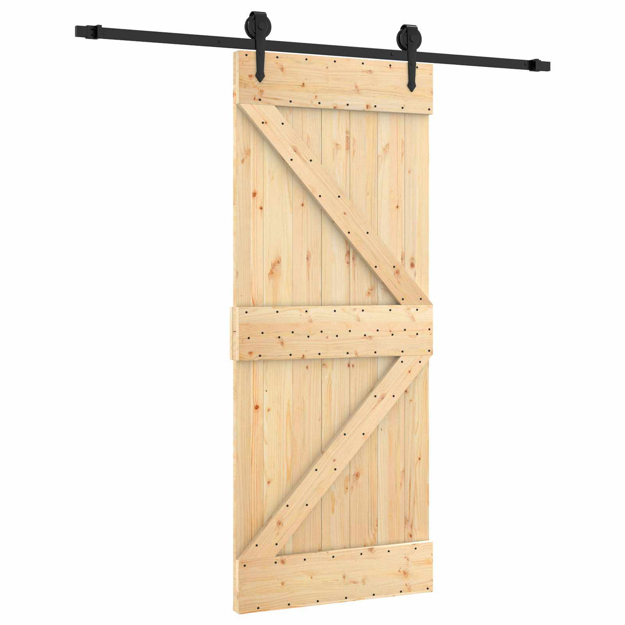 Porte coulissante naturel et noir 85 x 210 cm 