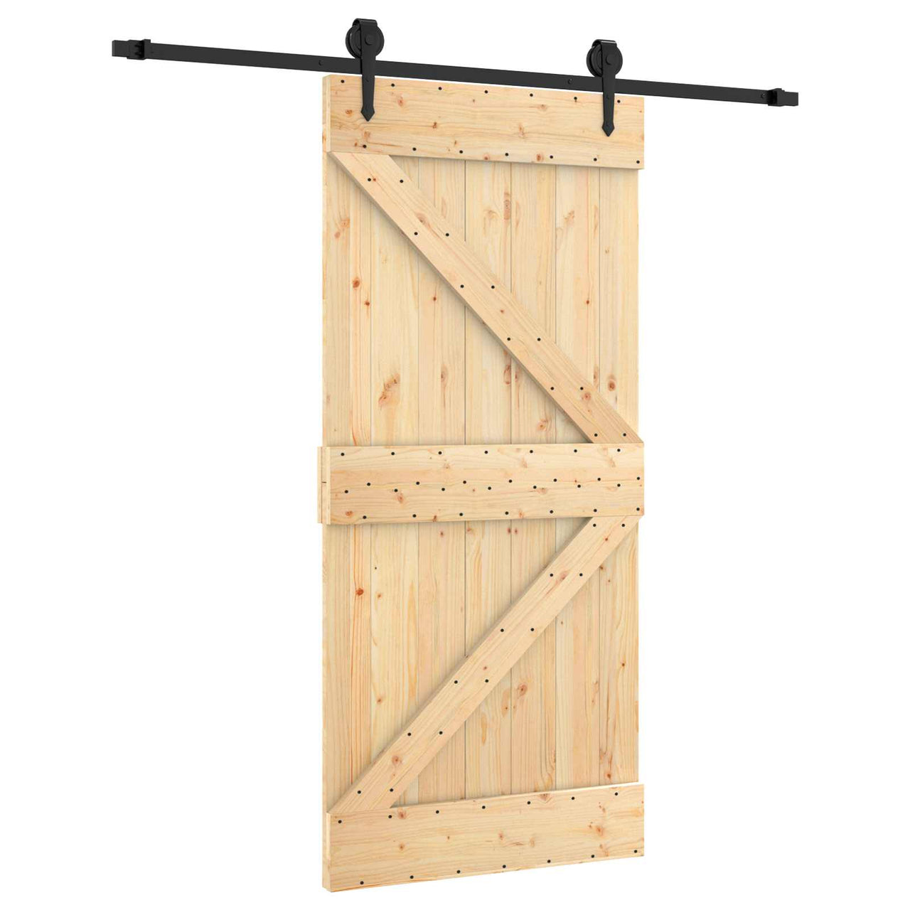Porte coulissante naturelle et noire 95 x 210 cm 
