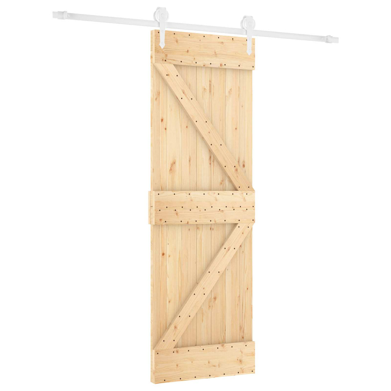 Puerta Corredera Madera de Pino Natural y Blanco 70 x 210 cm