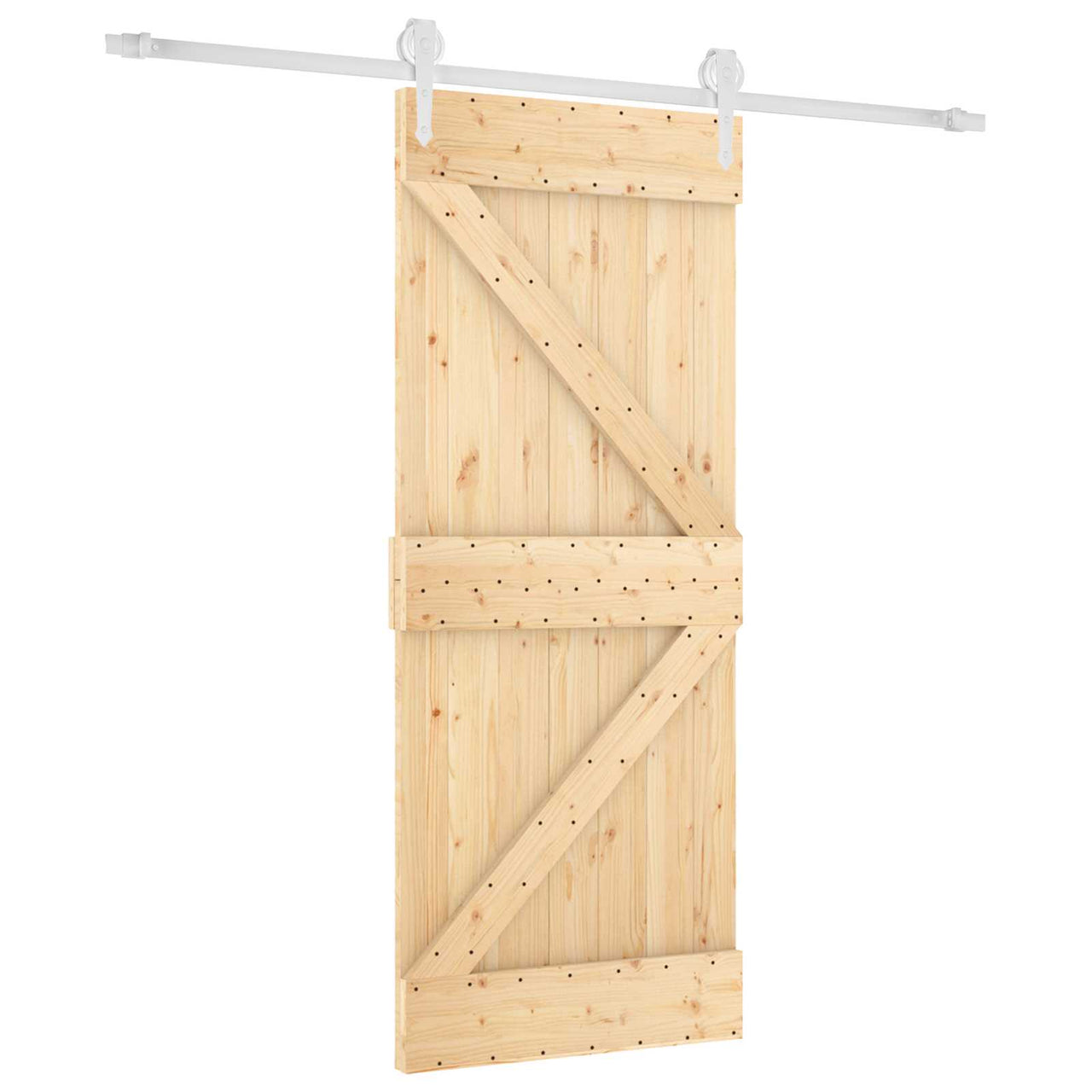 Puerta Corredera Madera de Pino Natural y Blanco 85 x 210 cm