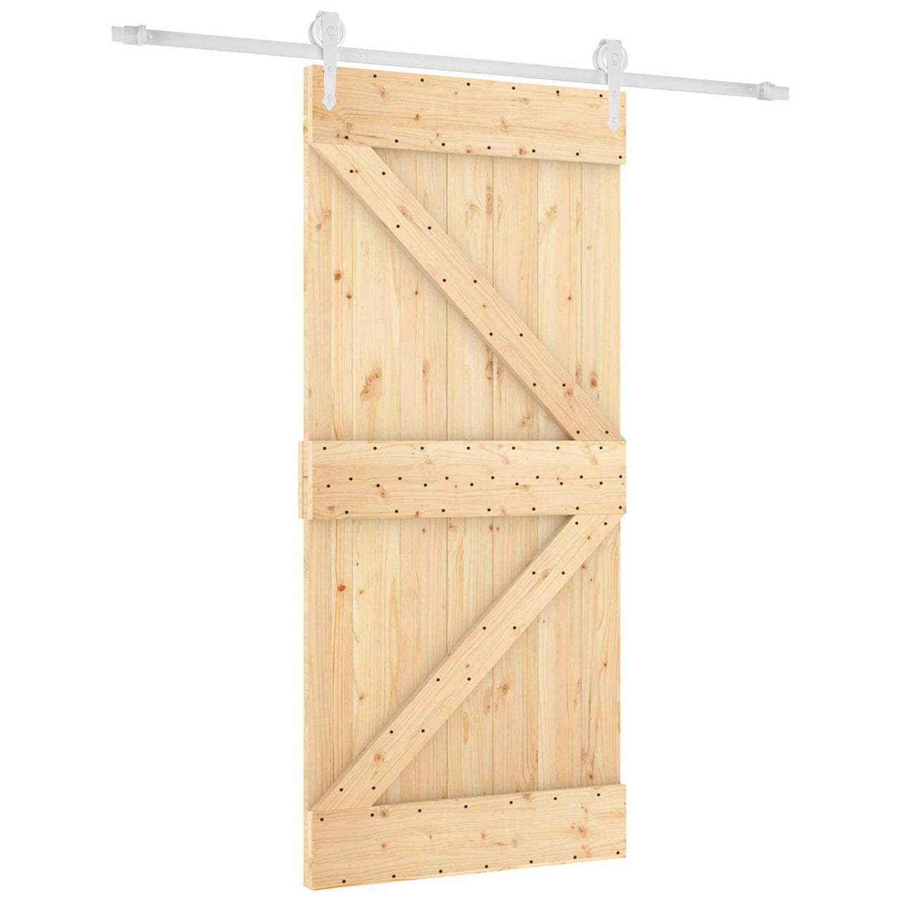 Porte coulissante naturelle et blanche 95 x 210 cm 