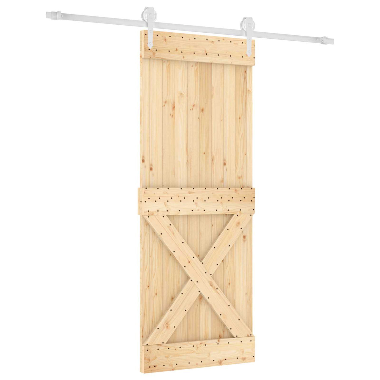 Porte coulissante naturelle et blanche 90 x 210 cm 
