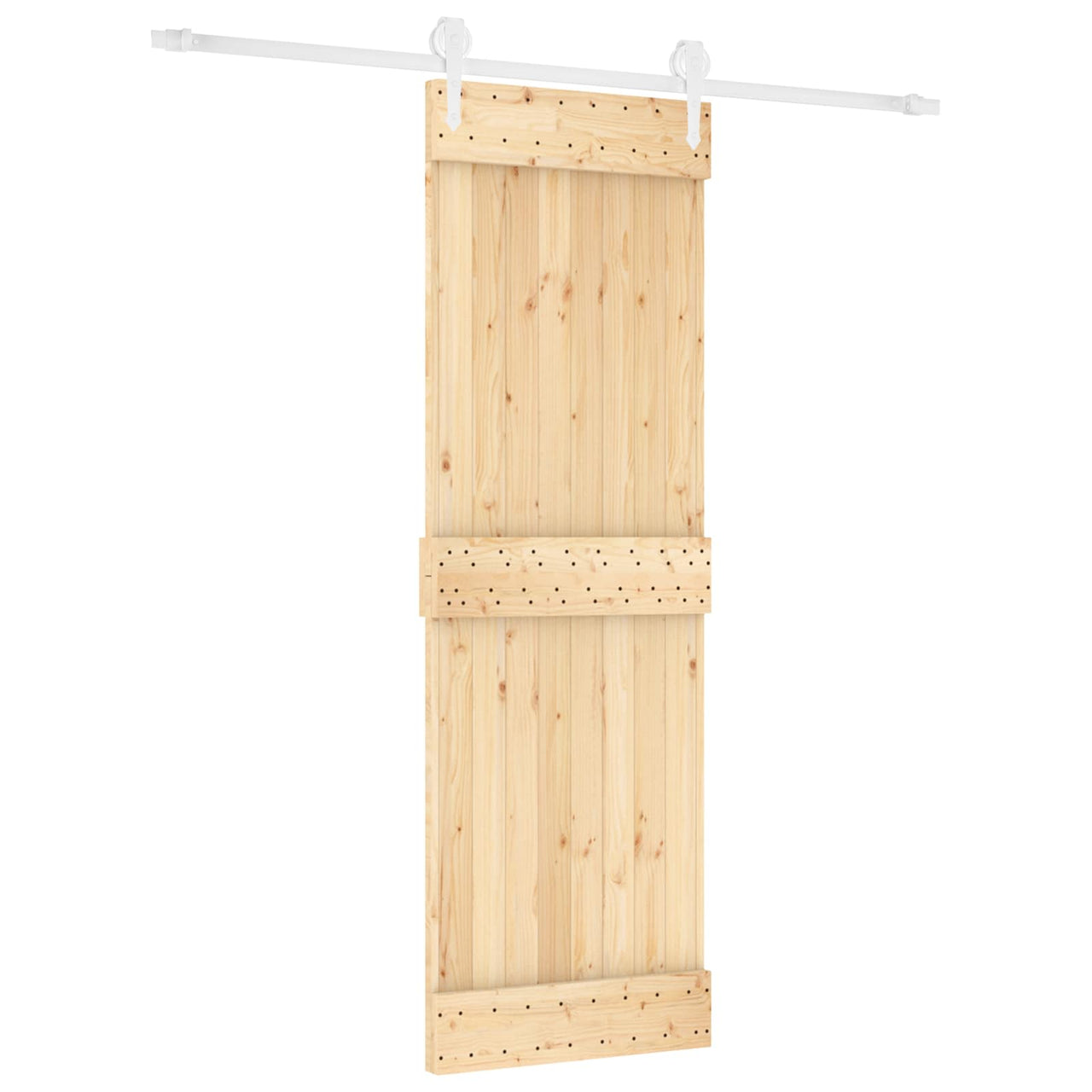 Porte coulissante naturelle et blanche 70 x 210 cm 