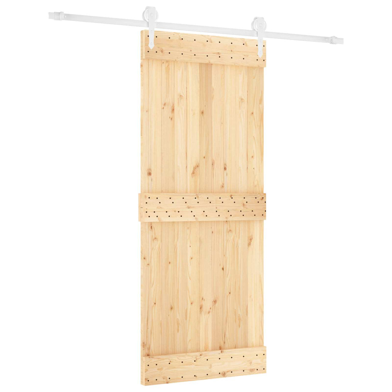 Porte coulissante naturelle et blanche 85 x 210 cm 