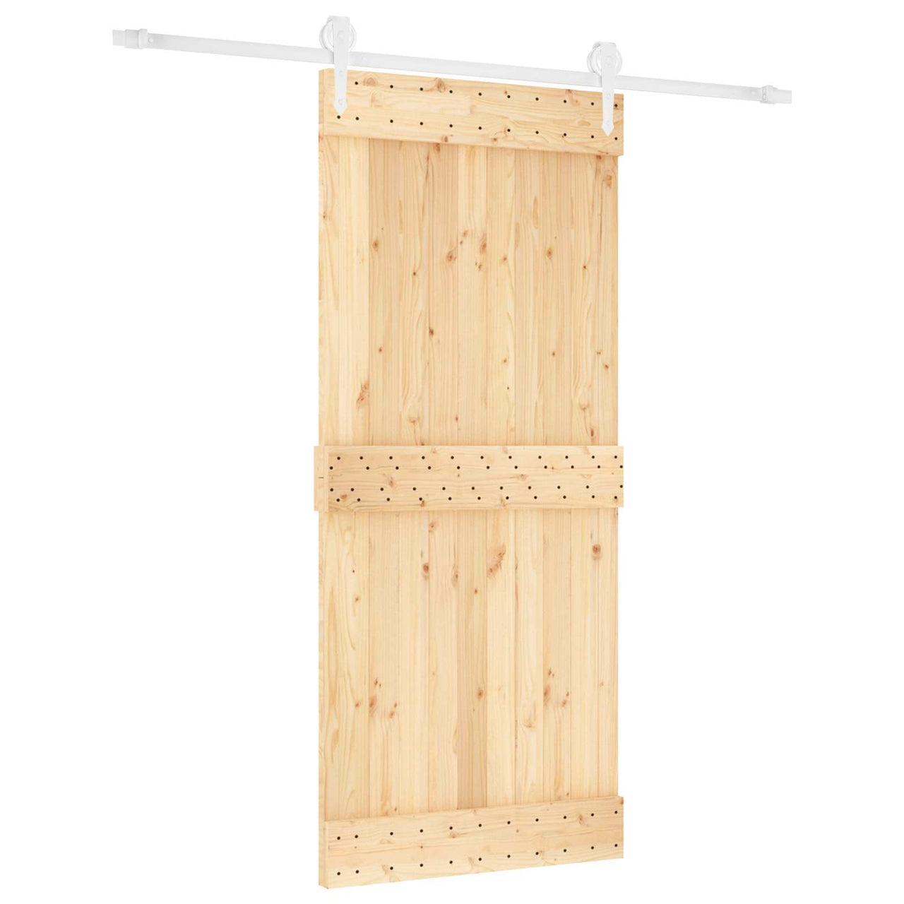 Porte coulissante naturelle et blanche 90 x 210 cm 