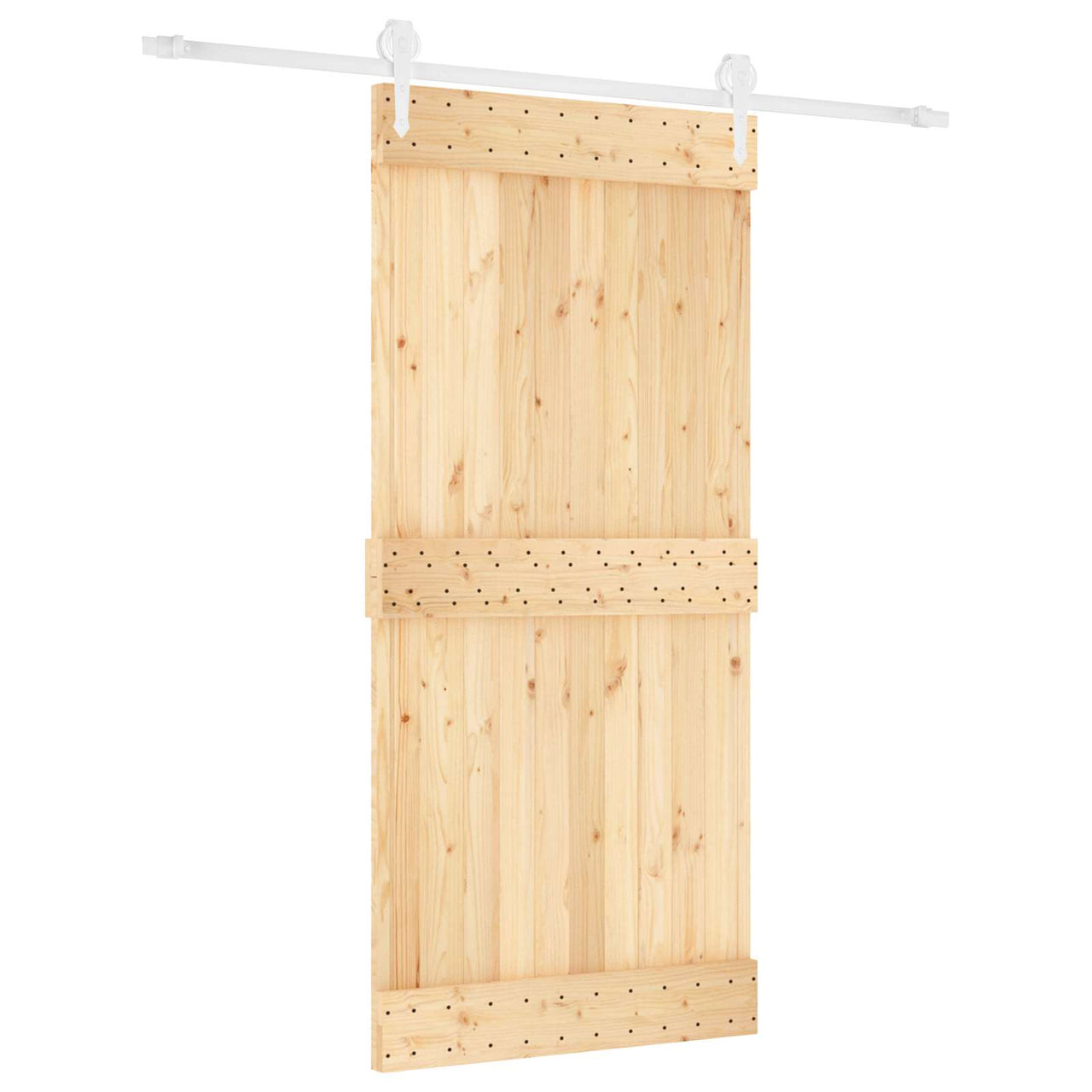 Porte coulissante naturelle et blanche 95 x 210 cm 