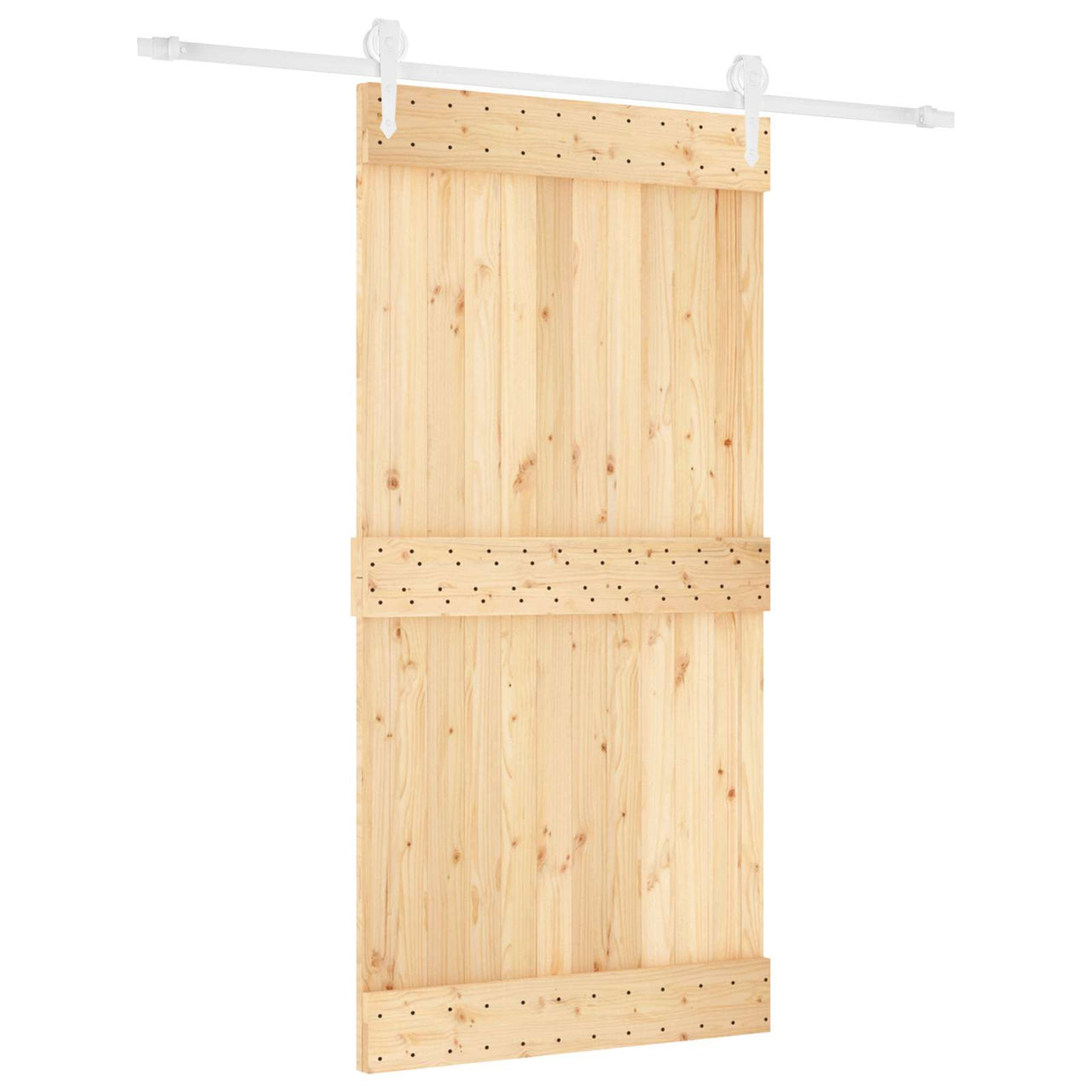 Porte coulissante naturelle et blanche 100 x 210 cm 