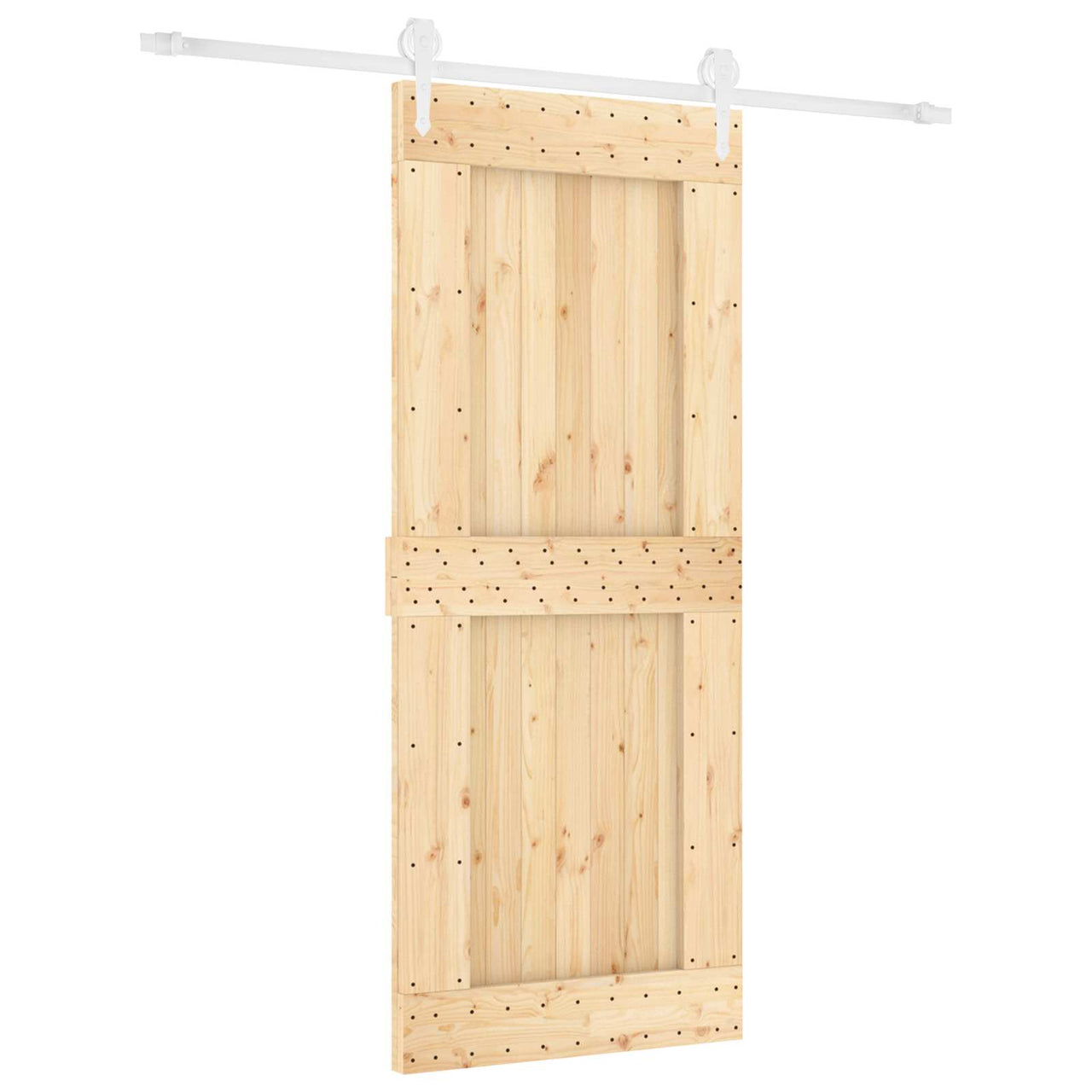Porte coulissante naturelle et blanche 85 x 210 cm 
