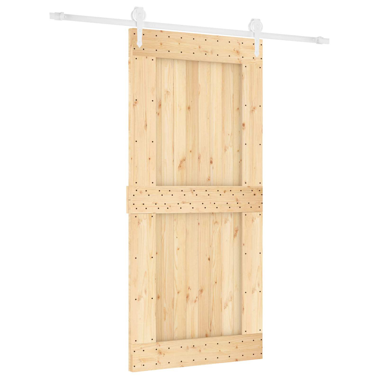Porte coulissante naturelle et blanche 95 x 210 cm 