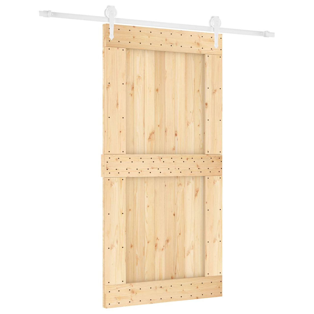 Porte coulissante naturelle et blanche 100 x 210 cm 