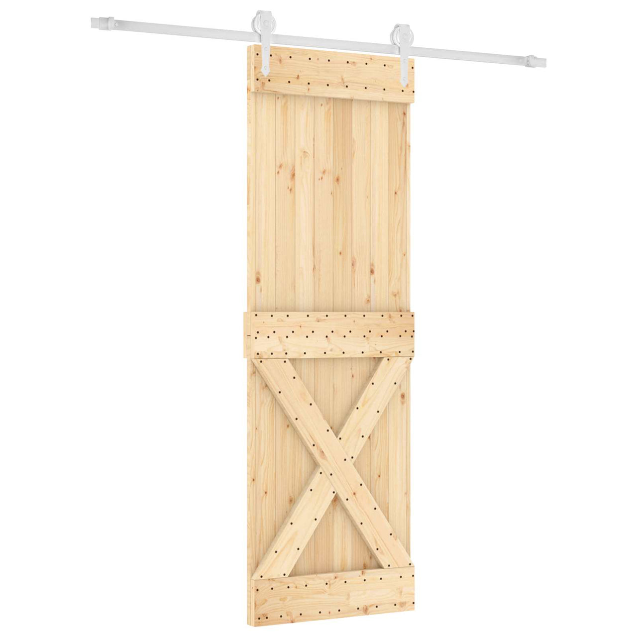 Porte coulissante naturelle et blanche 70 x 210 cm 
