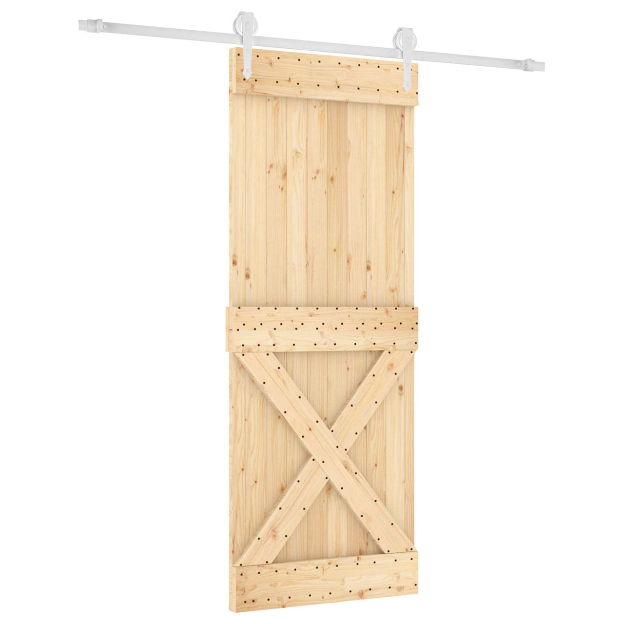 Porte coulissante naturelle et blanche 80 x 210 cm 