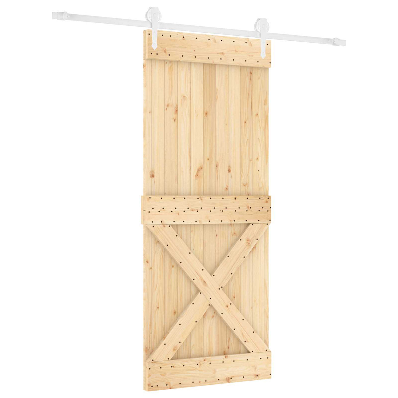 Porte coulissante naturelle et blanche 85 x 210 cm 