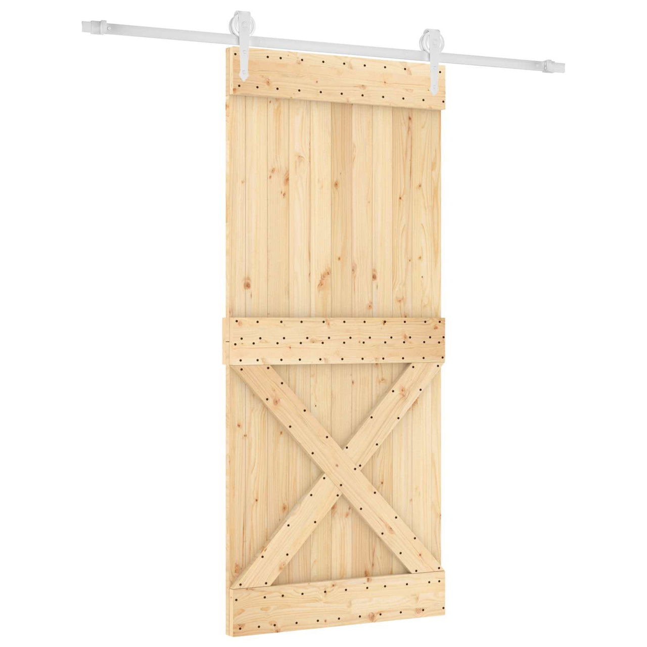 Porte coulissante naturelle et blanche 90 x 210 cm 