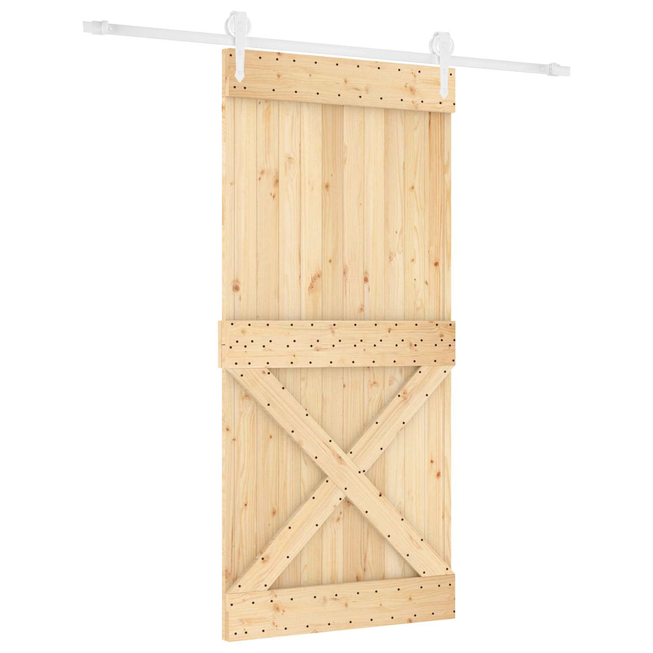 Porte coulissante naturelle et blanche 95 x 210 cm 
