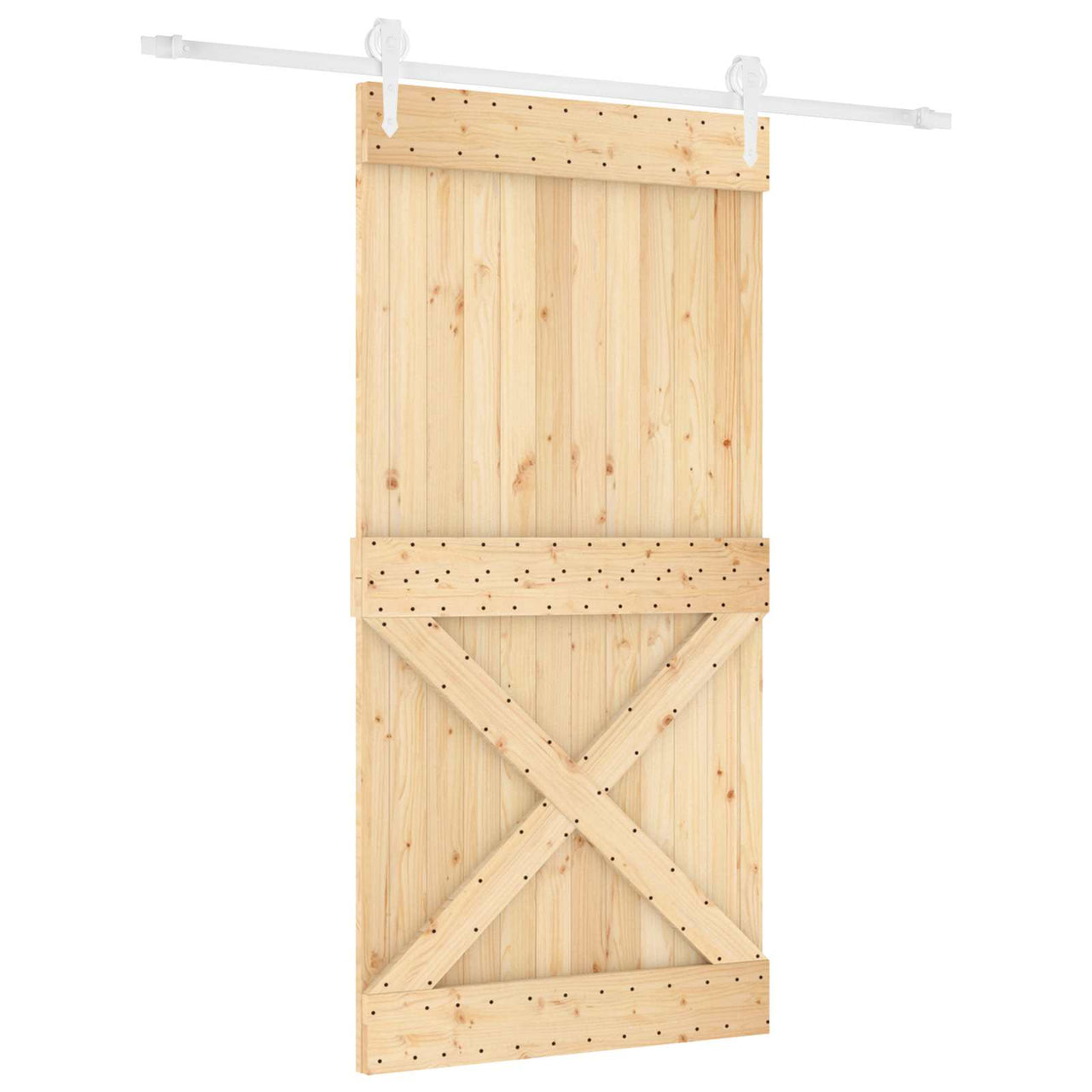 Porte coulissante naturelle et blanche 100 x 210 cm 