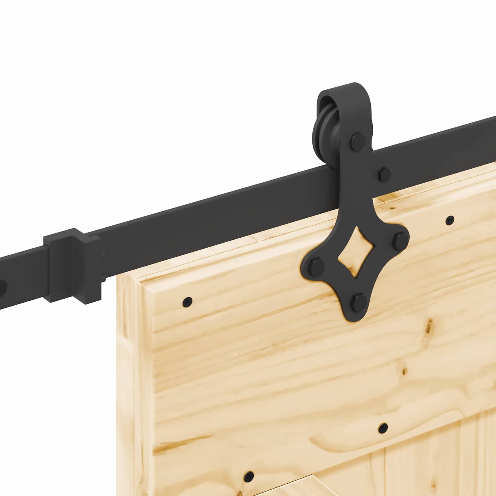 Puerta corredera Narvik en color natural y negro, ideal para jardines y exteriores, medidas 95 x 210 cm.