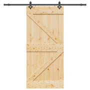 Puerta corredera Narvik en color natural y negro, dimensiones 80 x 210 cm, ideal para jardines