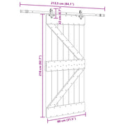 Puerta corredera Narvik en color natural y negro, ideal para jardines y exteriores, medidas 80 x 210 cm.