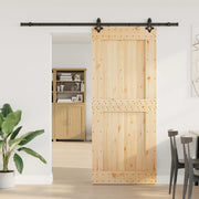 Puerta corredera Narvik en color natural y negro, medidas 95 x 210 cm, ideal para jardines y exteriores.