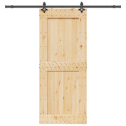 Puerta corredera Narvik en color natural y negro, ideal para decoración de jardines y exteriores.
