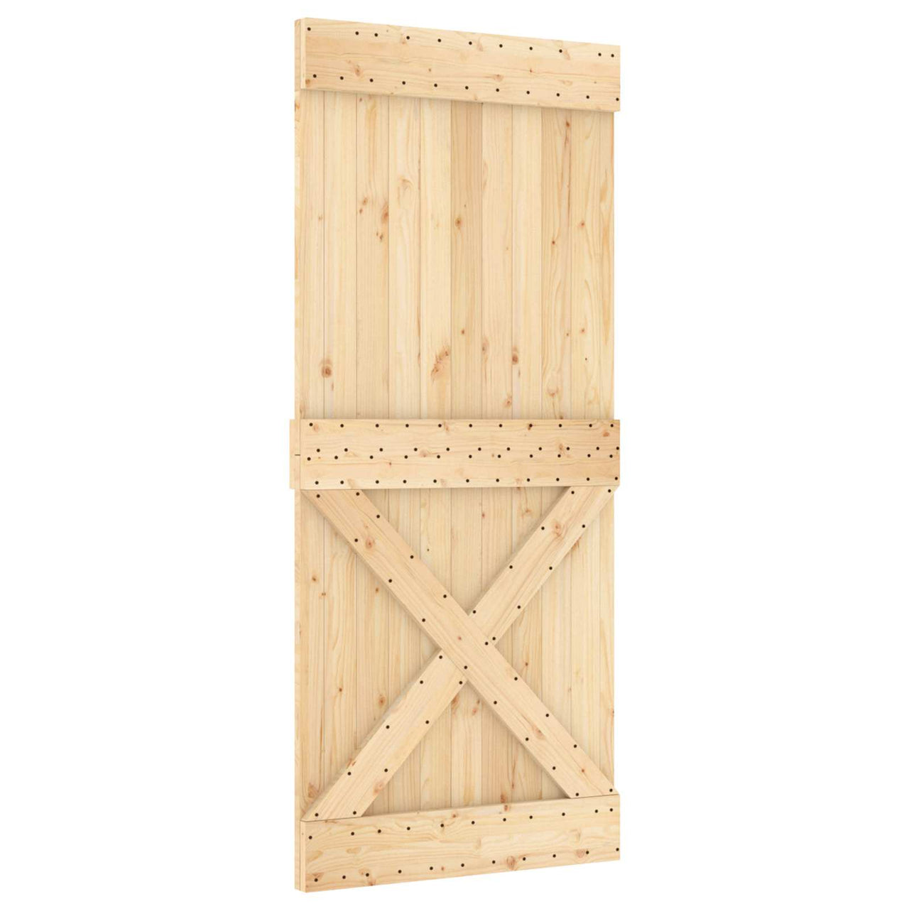 Porte coulissante NARVIK naturel et noir 90 x 210 cm (213,5 cm) 