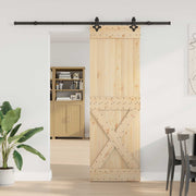 Puerta corredera Narvik en color natural y negro, ideal para jardines y exteriores, medidas 70 x 210 cm.