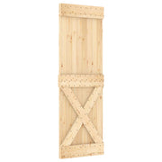Puerta corredera Narvik en color natural y negro, ideal para exteriores y jardines, medidas 70 x 210 cm.