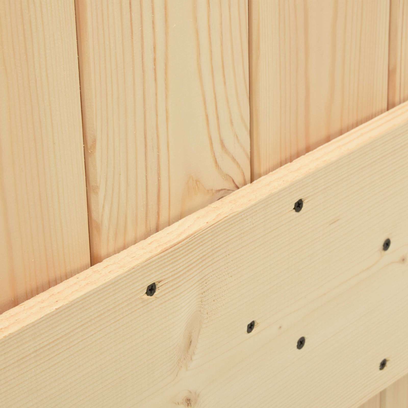 Puerta corredera Narvik en color natural y negro, ideal para jardines y exteriores, medidas 80 x 210 cm.