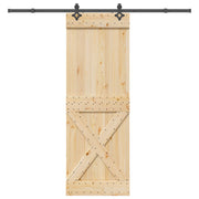 Puerta corredera Narvik en color natural y negro, dimensiones 80 x 210 cm, ideal para jardines.