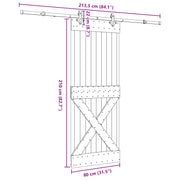 Puerta corredera Narvik en color natural y negro, ideal para jardines y exteriores, dimensiones 80 x 210 cm.