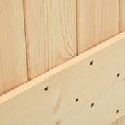 Puerta corredera Narvik en color natural y negro, dimensiones 85 x 210 cm, ideal para jardines modernos.