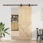 Puerta corredera Narvik en color natural y negro, medidas 85 x 210 cm, ideal para jardines y exteriores.
