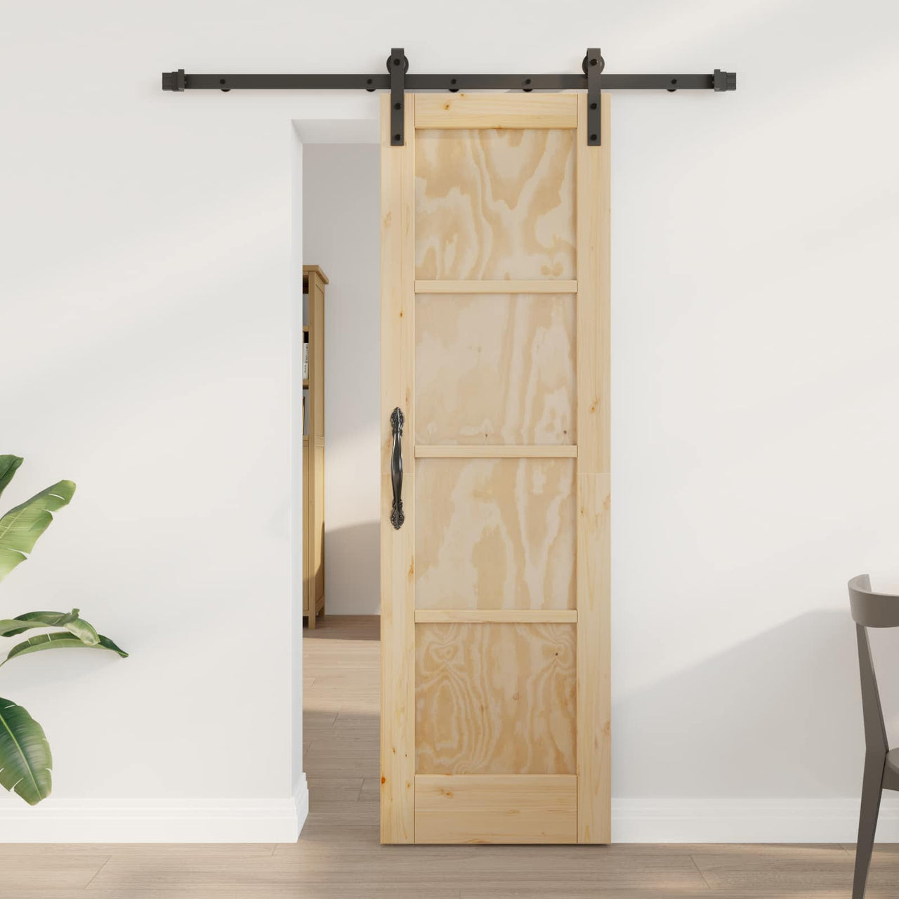 Porte coulissante naturelle 61 x 198,5 cm en bois de pin massif 