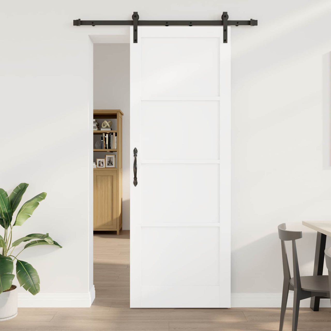 Puerta Corredera Blanco 83 x 232 cm Madera de Pino Maciza