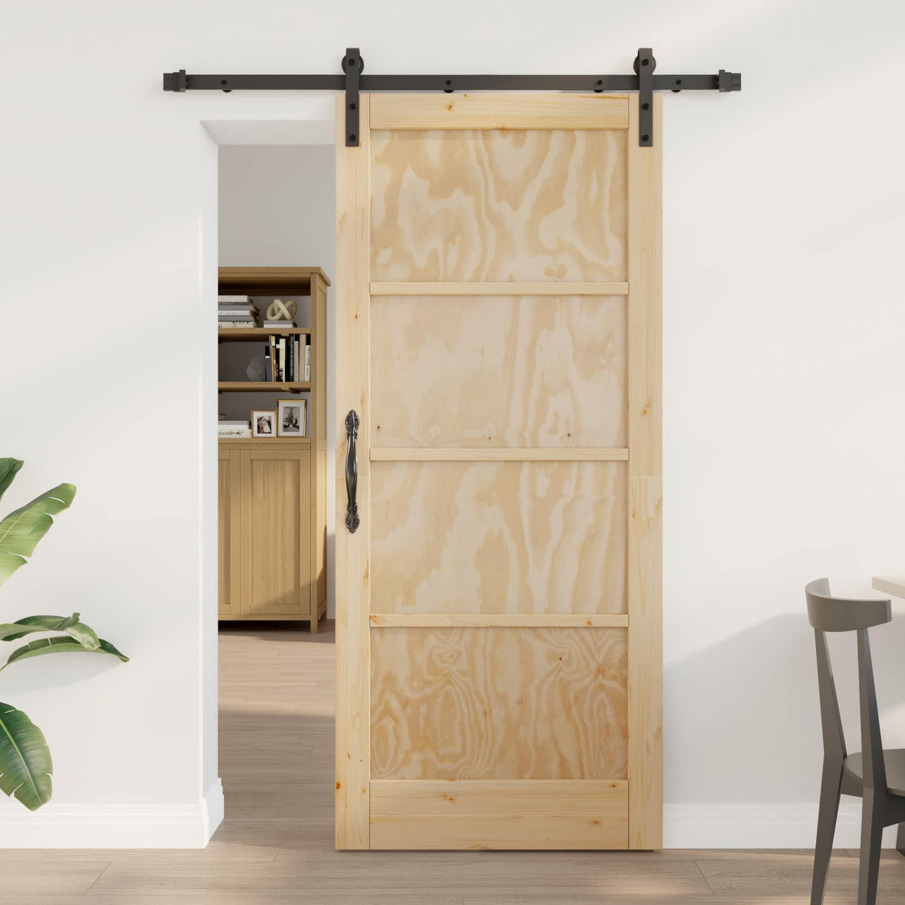 Porte coulissante naturelle 86 x 198,5 cm en bois de pin massif 