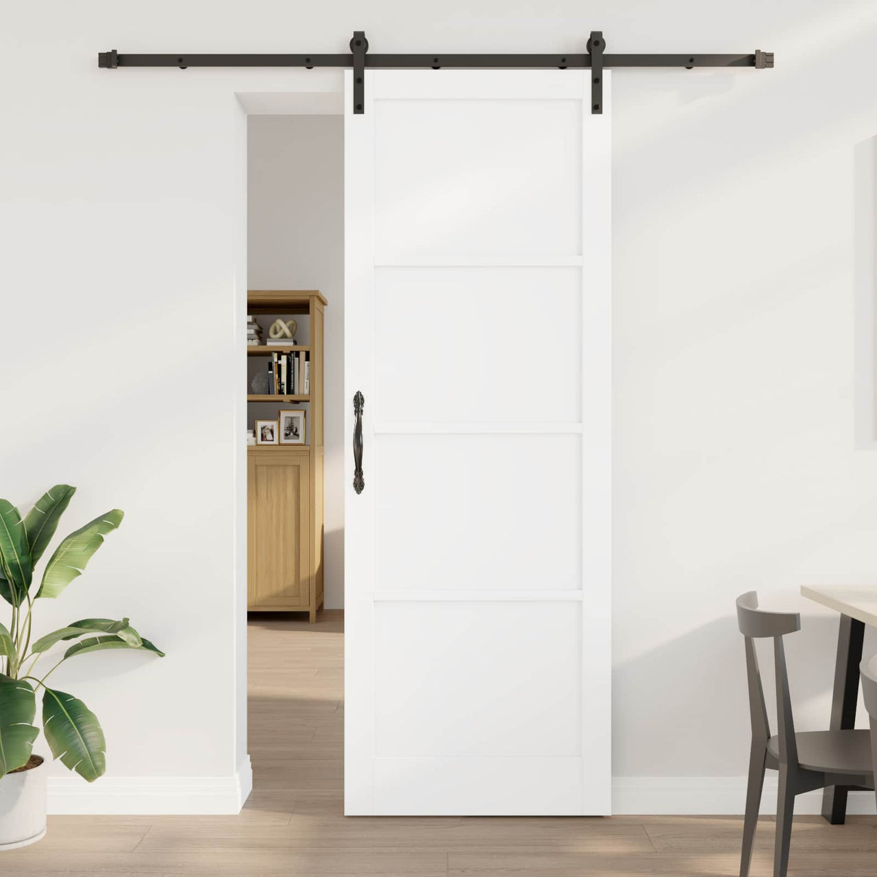 Porte coulissante blanche 83 x 232 cm en bois de pin massif 