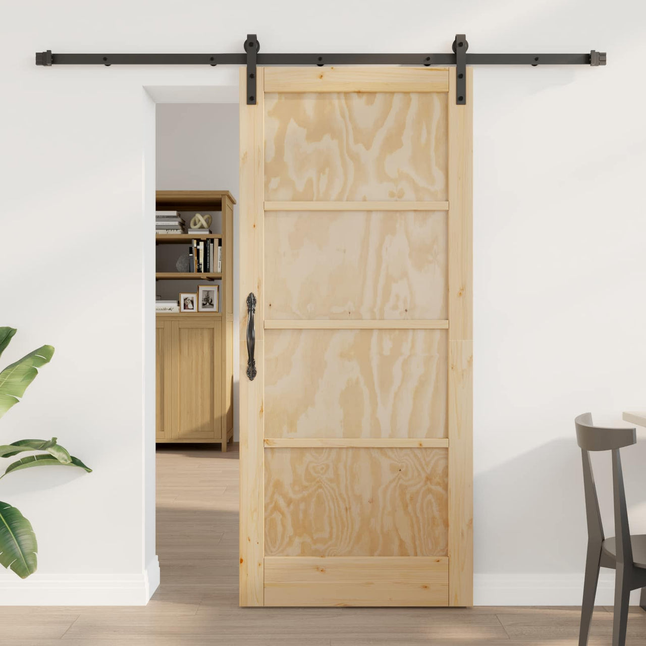 Porte coulissante naturelle 86 x 198,5 cm en bois de pin massif 