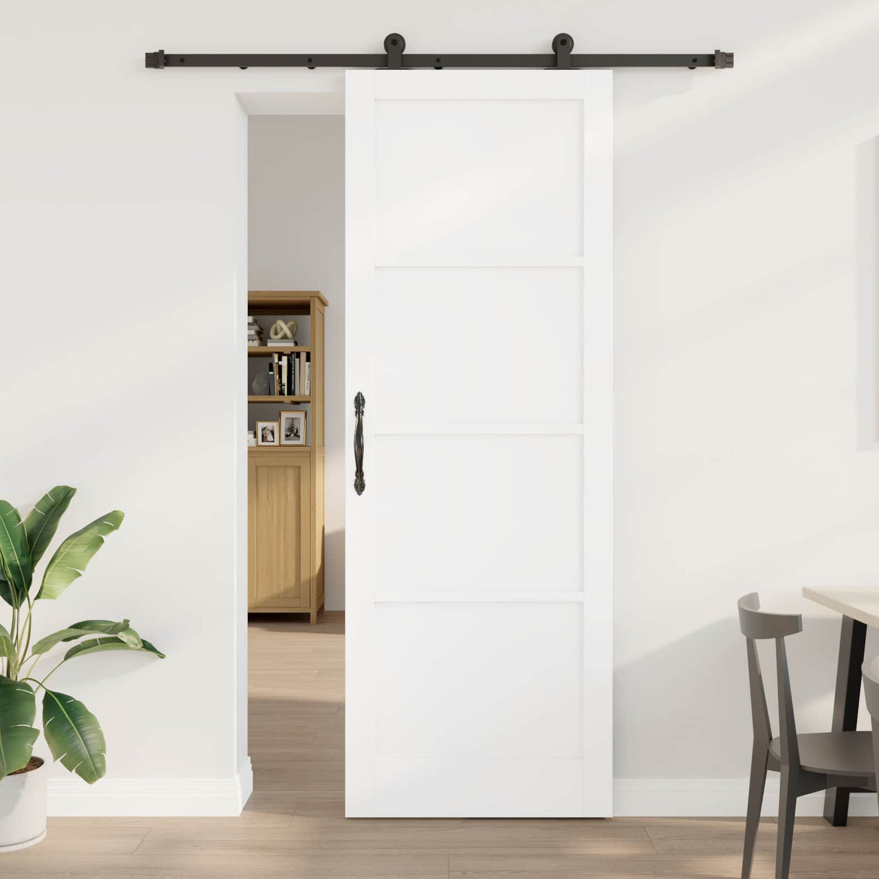 Porte coulissante blanche et noire 83 x 232 cm 