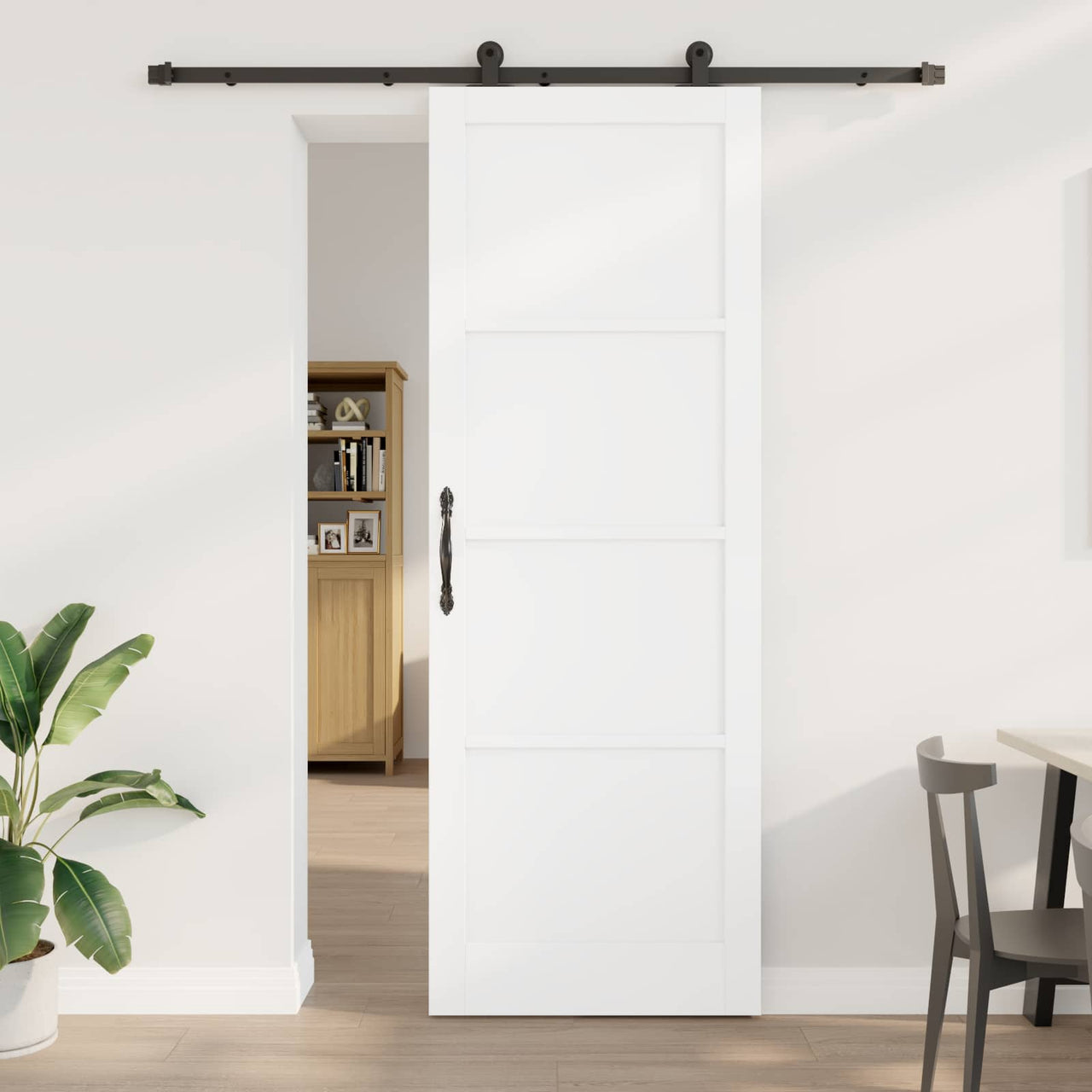 Porte coulissante noir et blanc 83 x 232 cm 