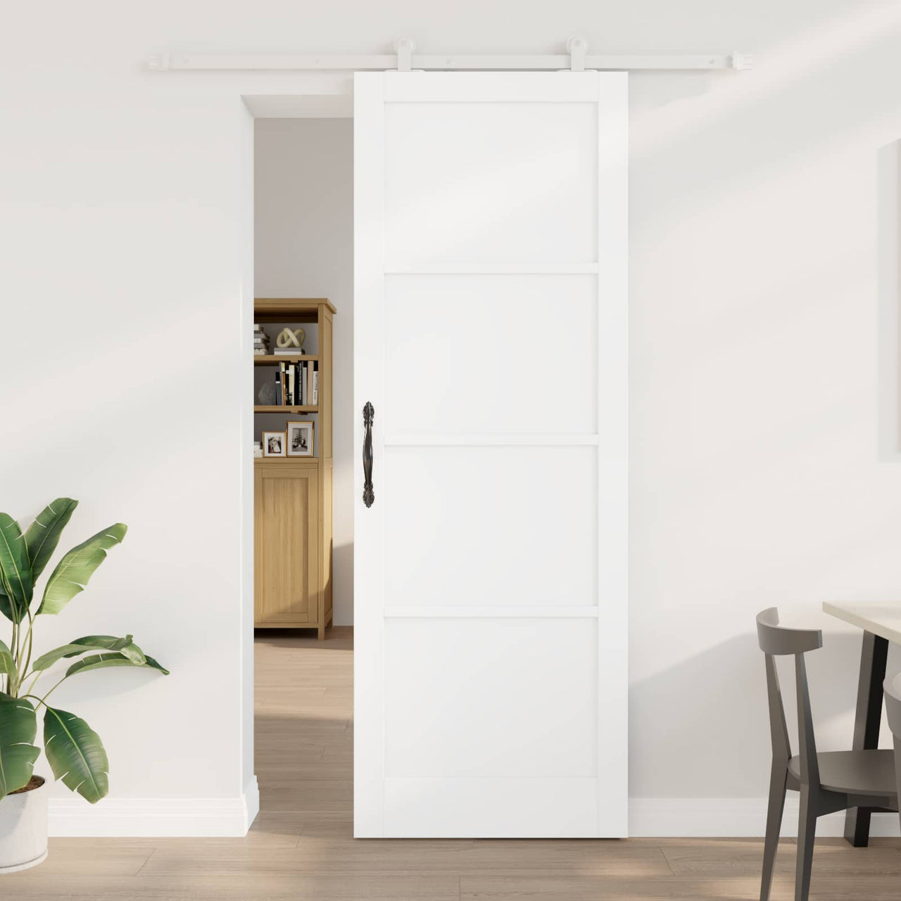 Porte coulissante blanche 83 x 232 cm en bois de pin massif 