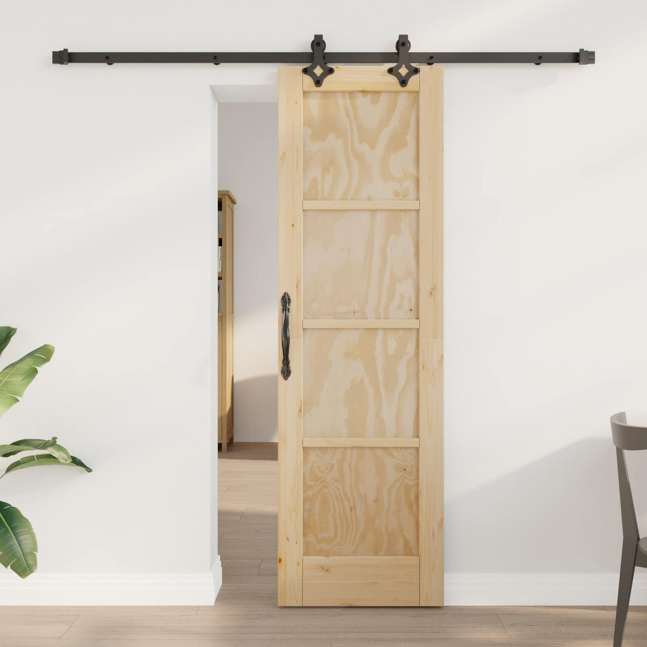 Puerta Corredera Natural y negro 61 x 198,5 cm
